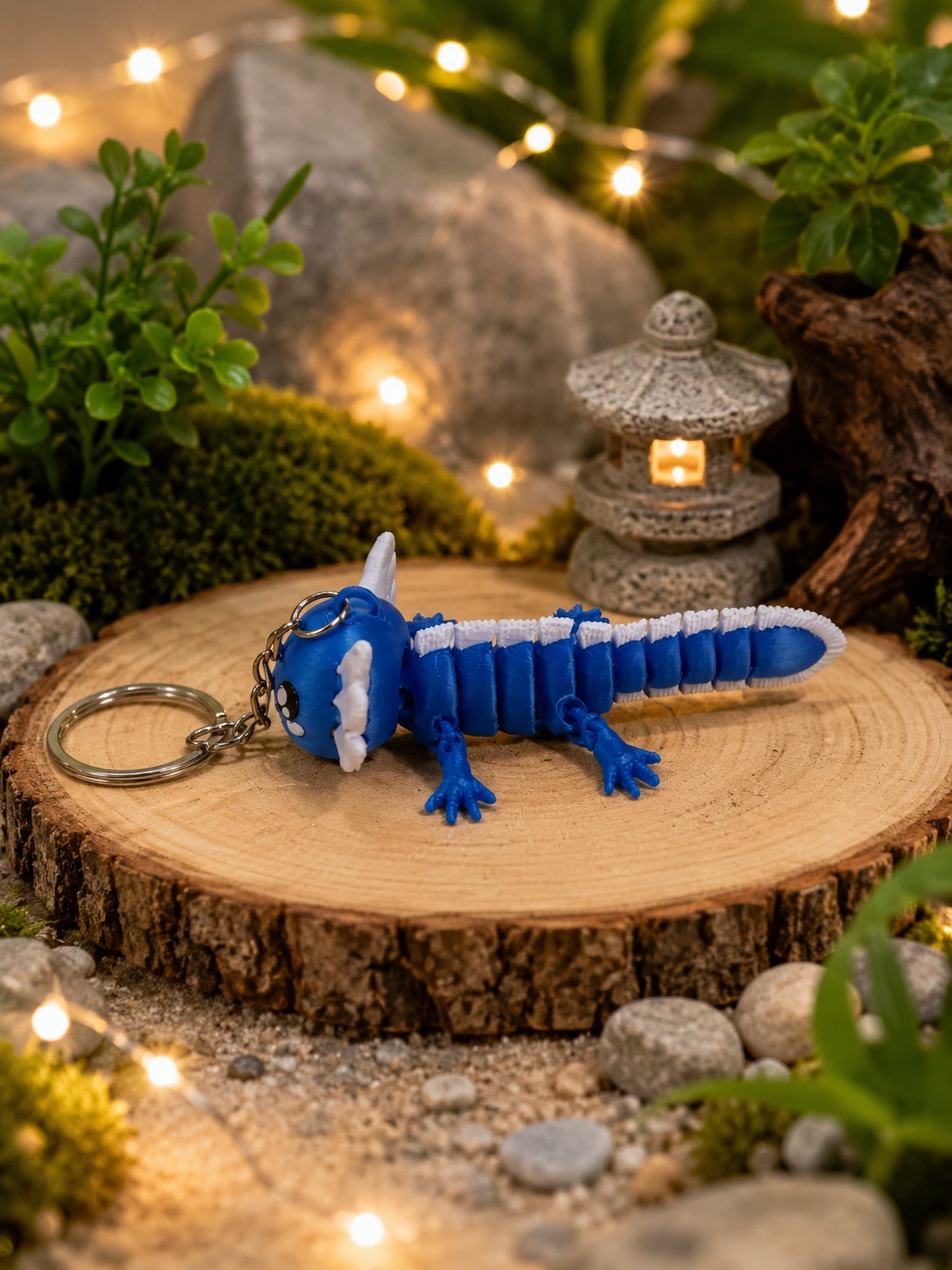 Chaveiro Articulado Axolote (Azul e Branco)