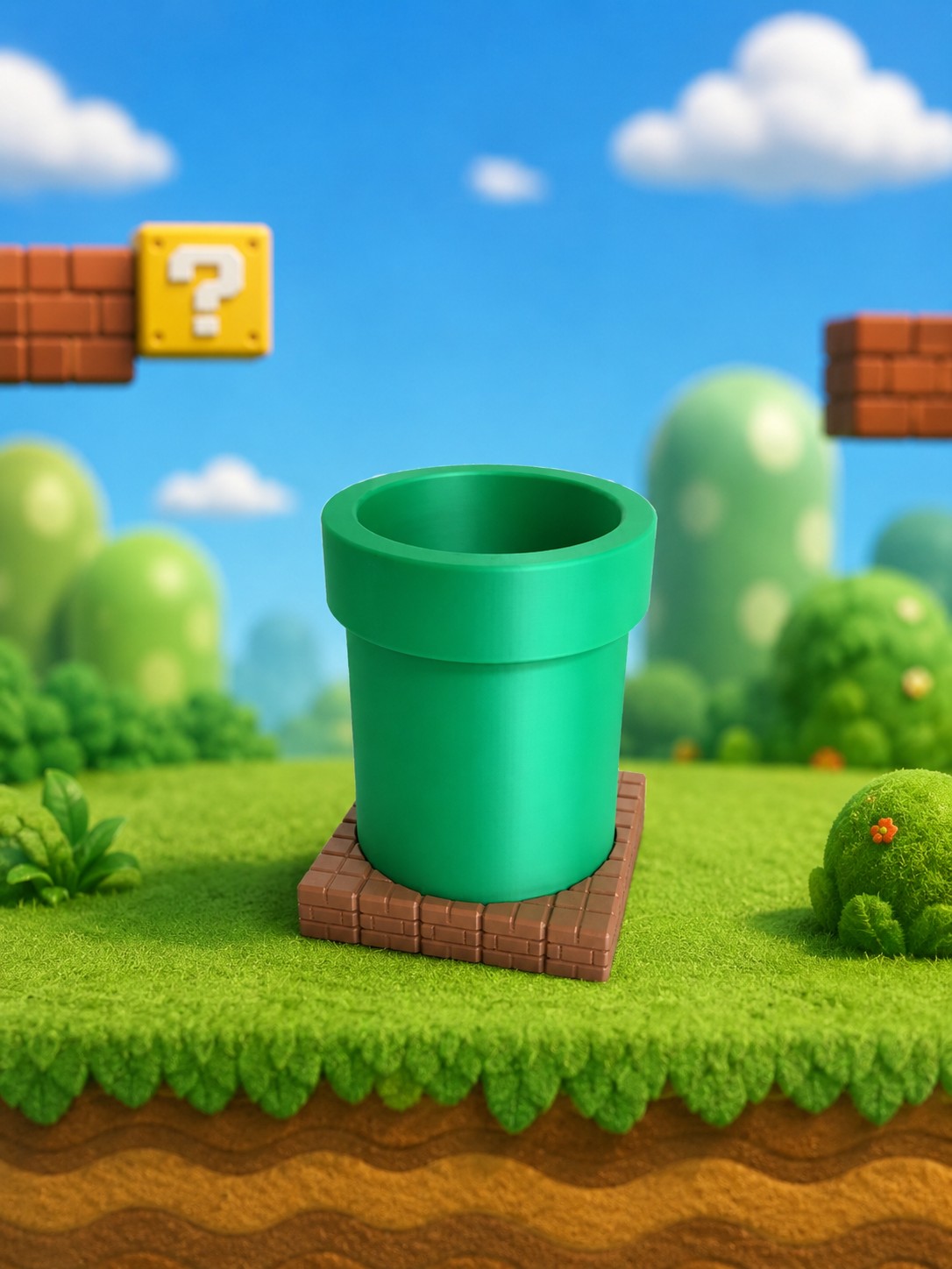 Porta-Canetas Mario em formato de Cano