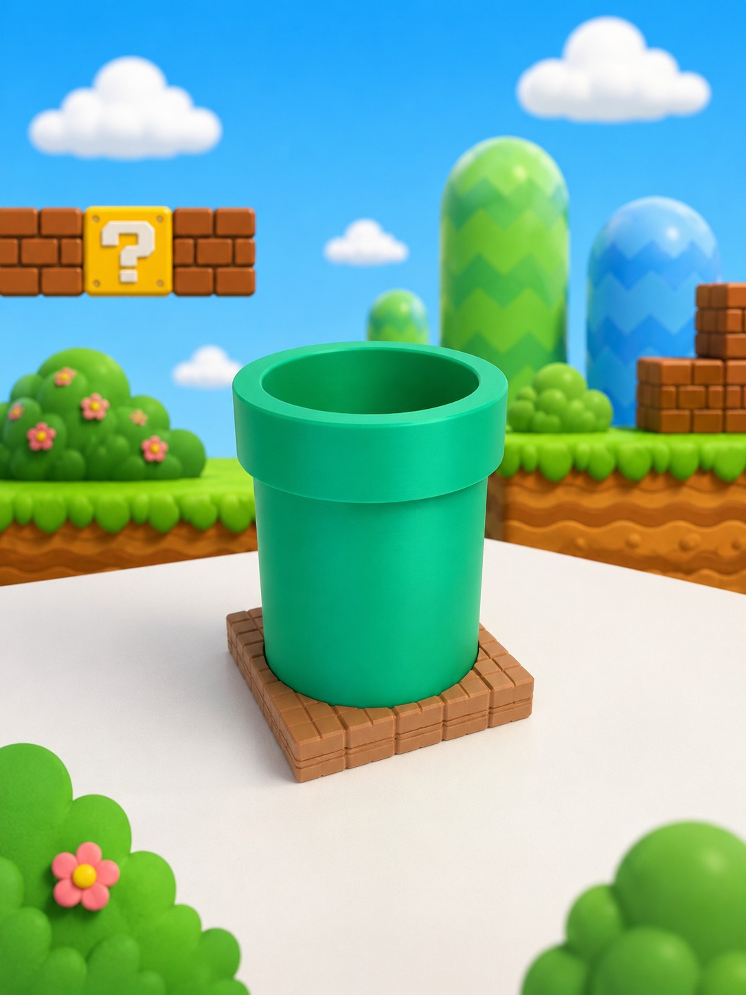 Porta-Canetas Mario em formato de Cano