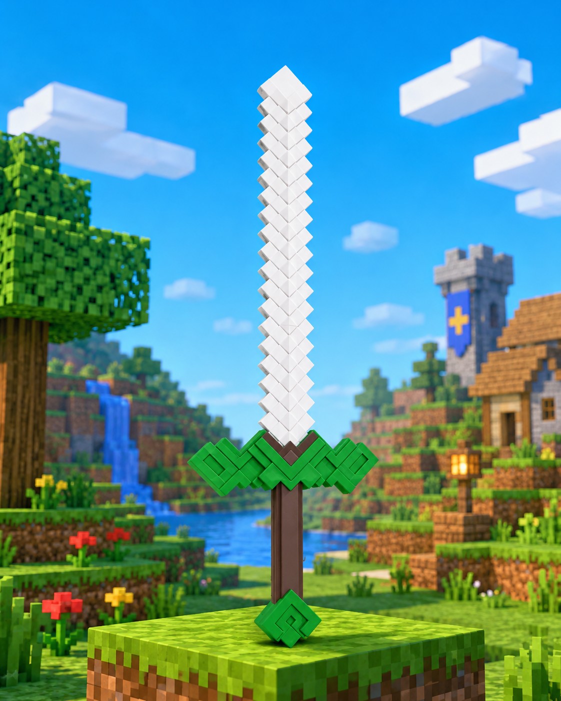 Espada Minecraft (Marrom/Verde/Branco)
