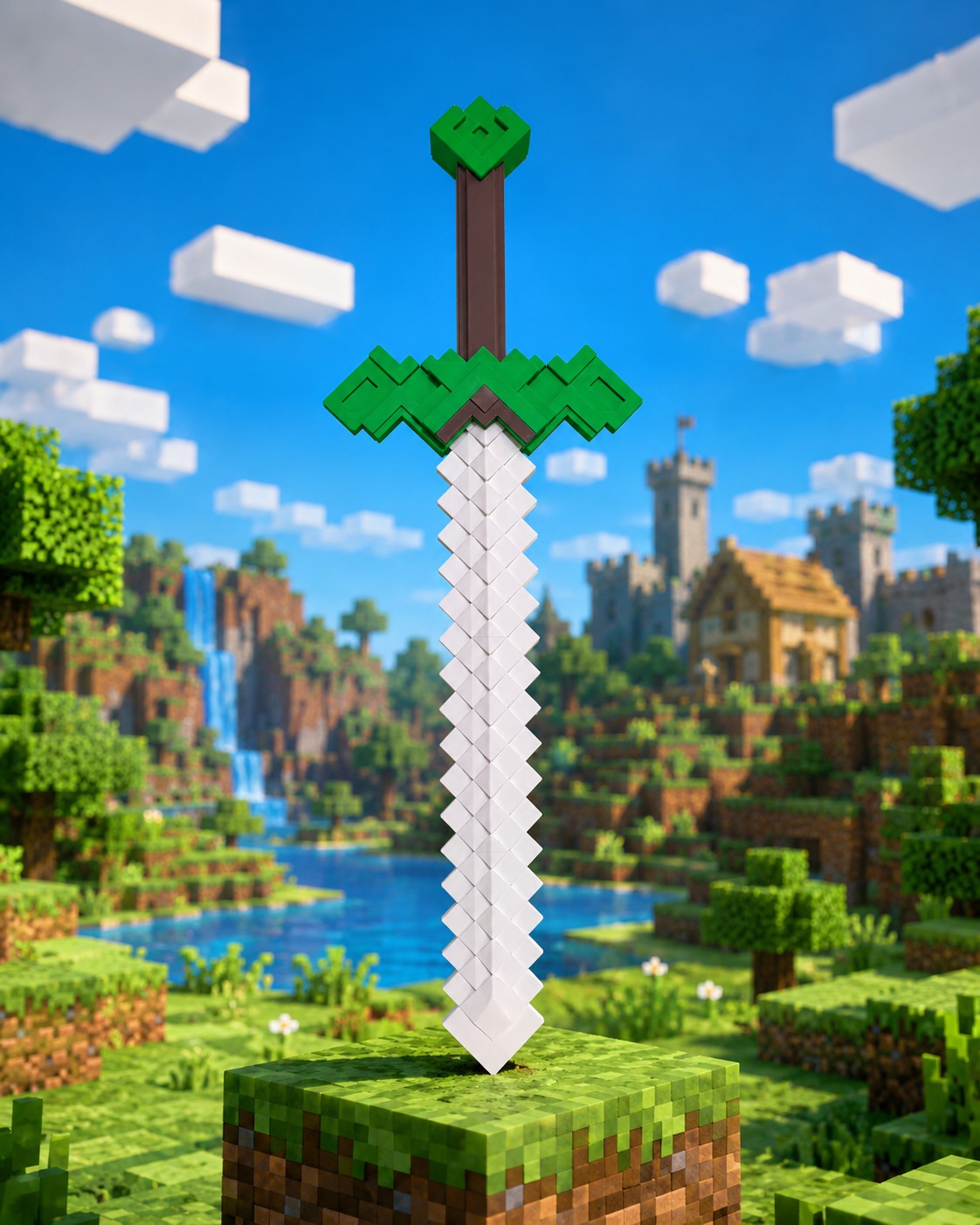 Espada Minecraft (Marrom/Verde/Branco)