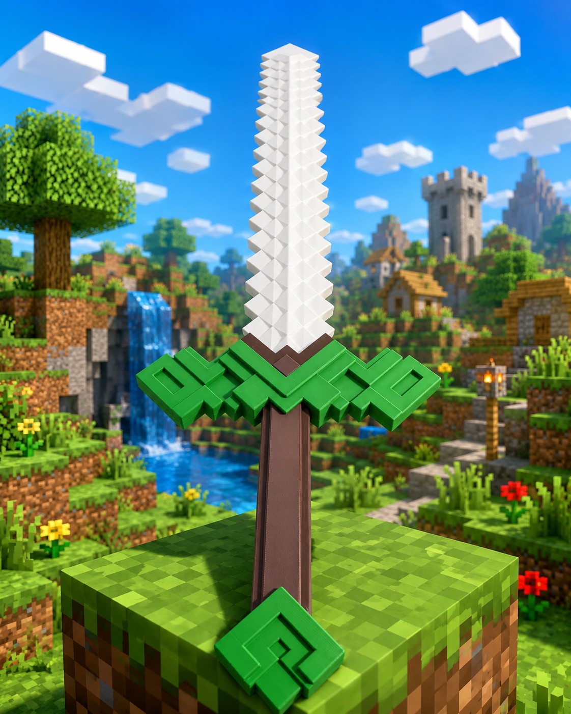Espada Minecraft (Marrom/Verde/Branco)