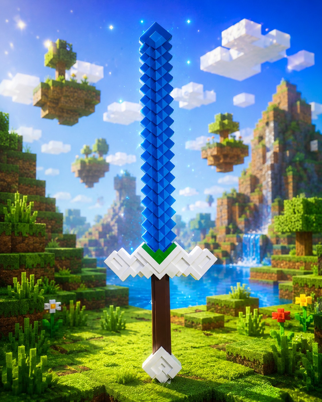 Espada Minecraft (Marrom/Azul/Branco)