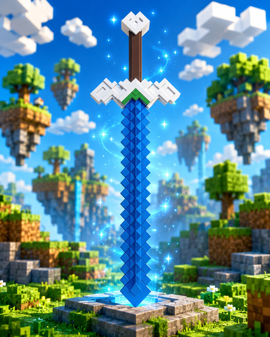 Espada Minecraft (Marrom/Azul/Branco)