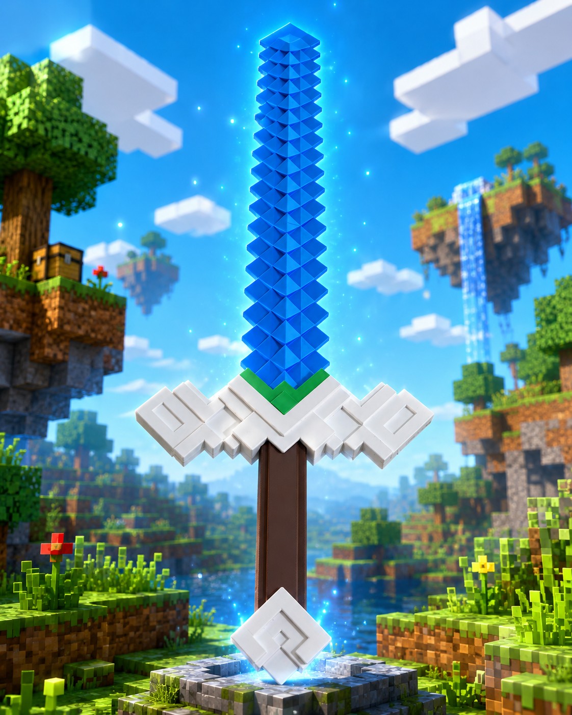 Espada Minecraft (Marrom/Azul/Branco)